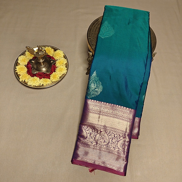 Semi Silk Peacock Blue and Magenta