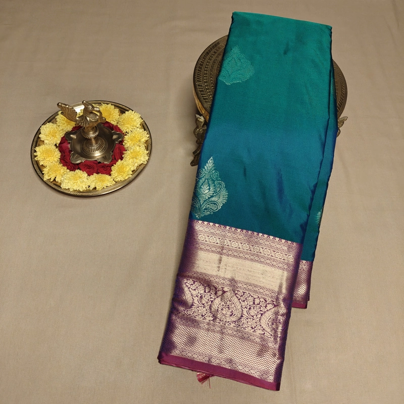 Semi Silk Peacock Blue and Magenta