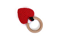 Red Heart Wooden Baby Teether Rattle