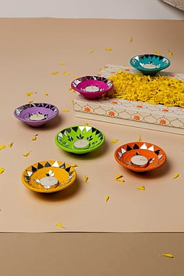 SET OF 6 FIRNI MIRROR DIYAS