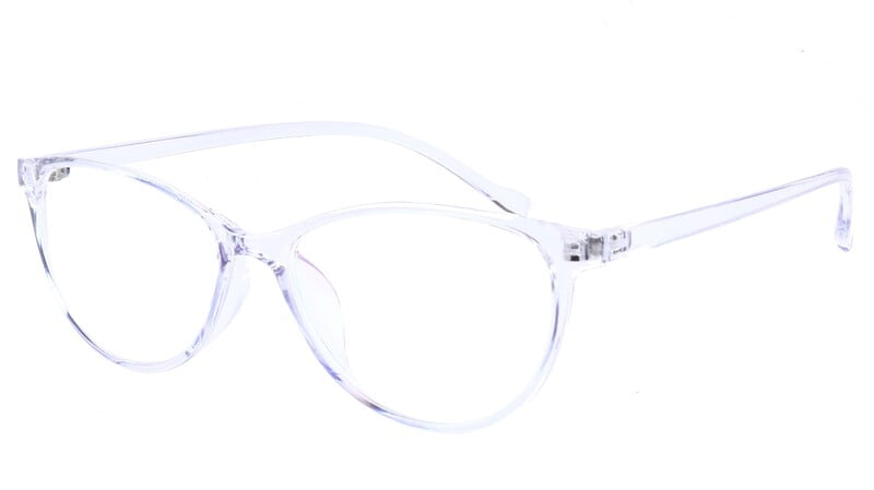 Female Large Cat Eye Spectacle Frame. See Through Light Blue Frame. Female Large Cat Eye Spectacle Frame. See Through Light Blue Frame.