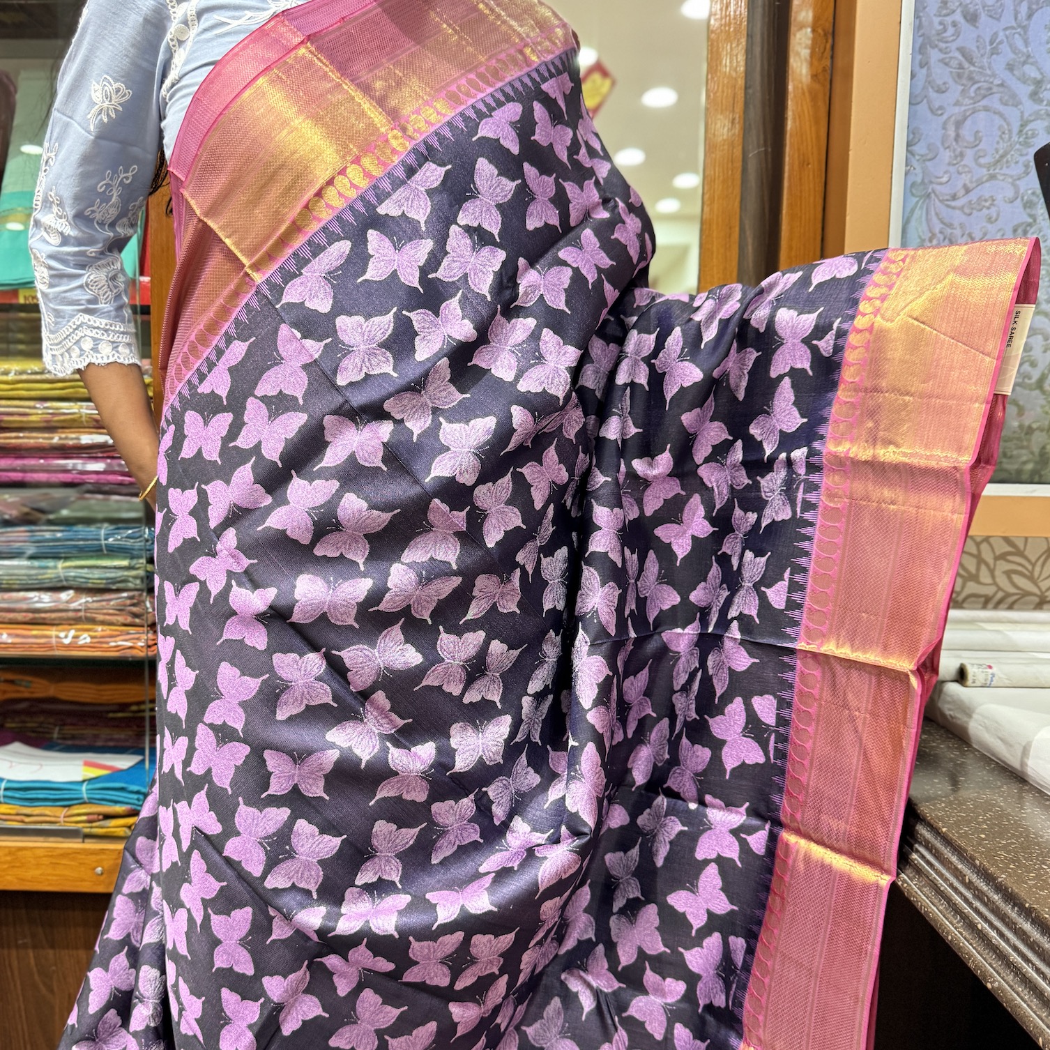 Raven Shade Kanchipuram Silk Saree
