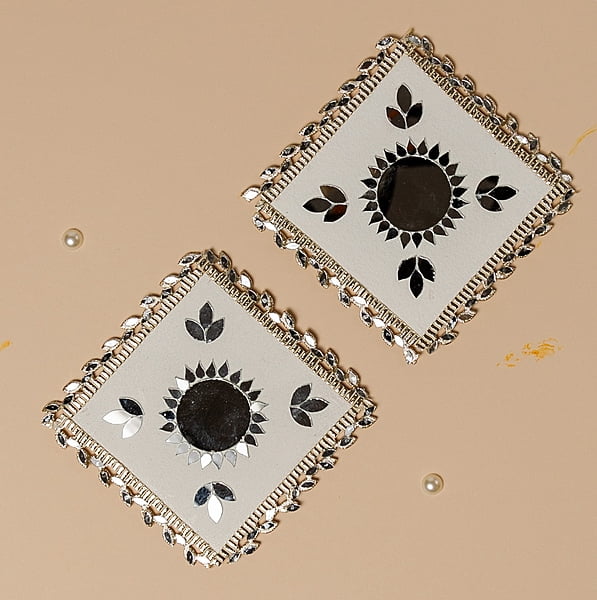 SET OF 2 DECO MIRROR COASTERS