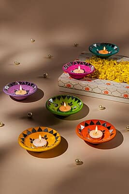 SET OF 6 FIRNI MIRROR DIYAS