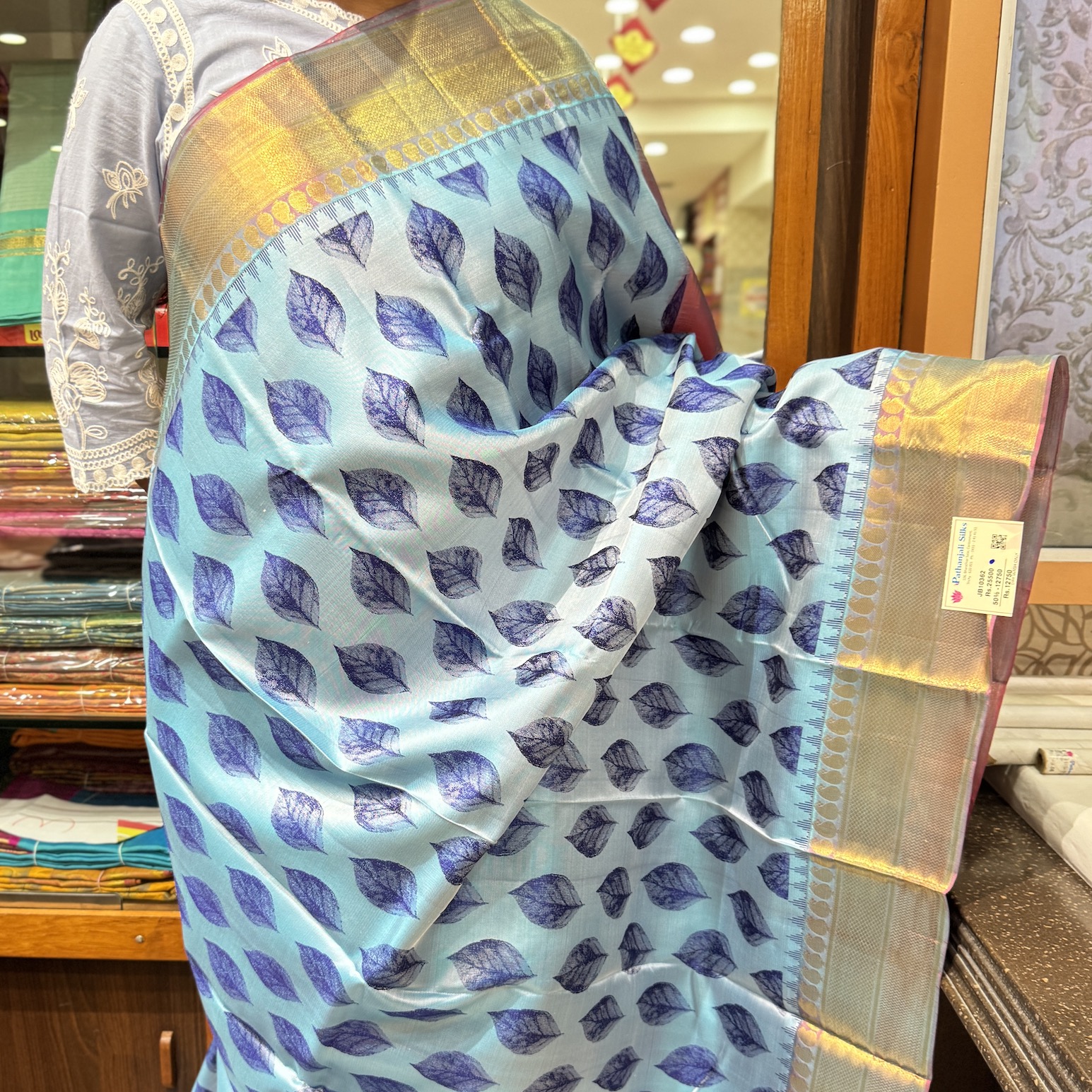 Spring Blue Kanchipuram Silk Saree