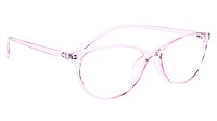 Female Large Cat Eye Spectacle Frame. See Through Light Pink Frame.