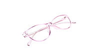 Female Large Cat Eye Spectacle Frame. See Through Light Pink Frame.