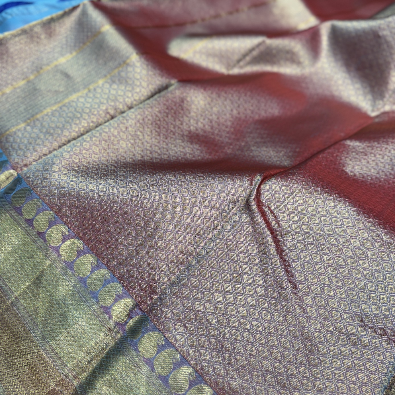 Spring Blue Kanchipuram Silk Saree