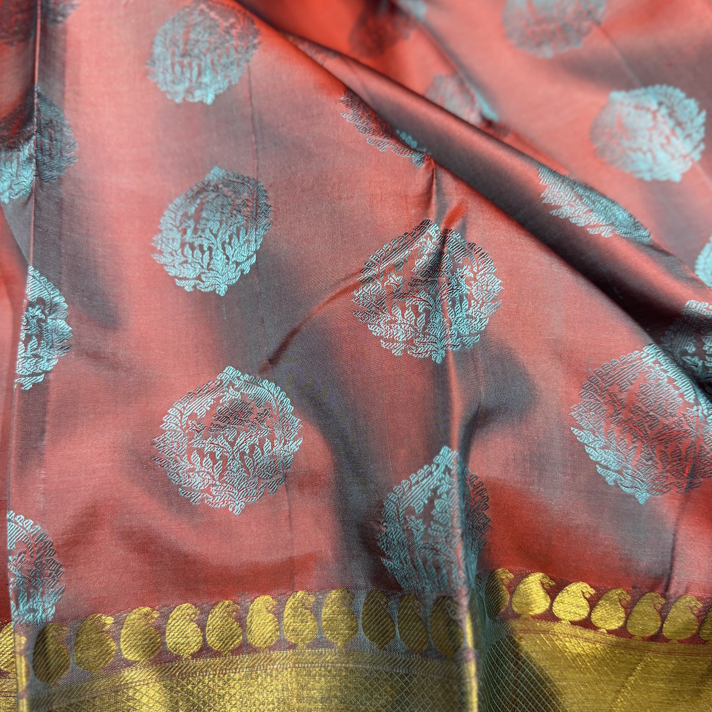 Spring Blue Kanchipuram Silk Saree