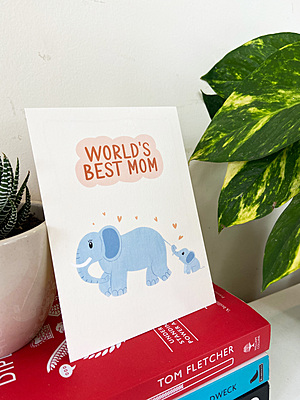 World's Best Mom Card I Cute Elephant Mother's Day Greeting Card