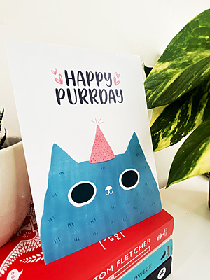 Happy Purrday I A Purrfect Cat themed Birthday Card