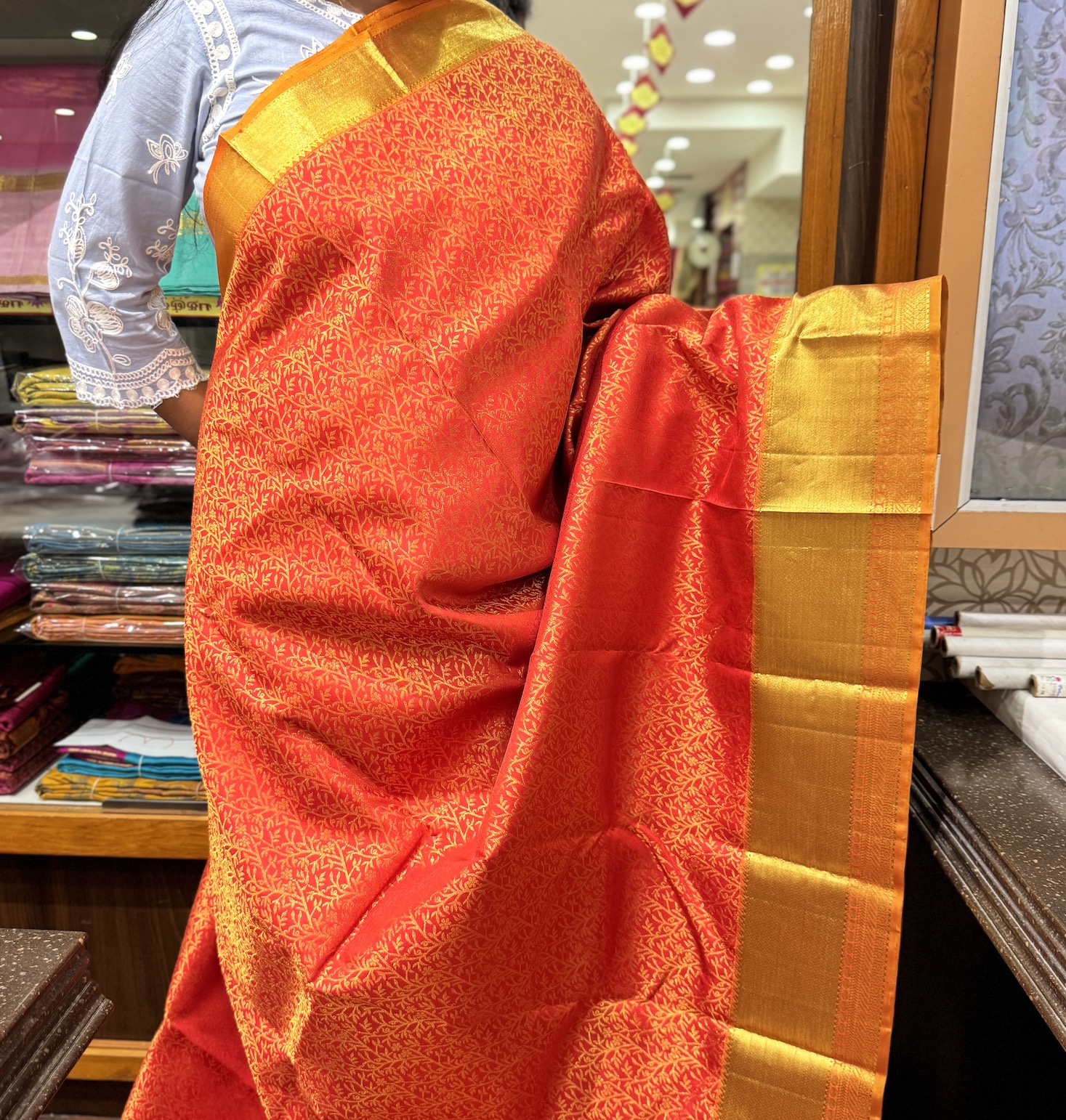 Salsa Red Kanchipuram Silk Saree