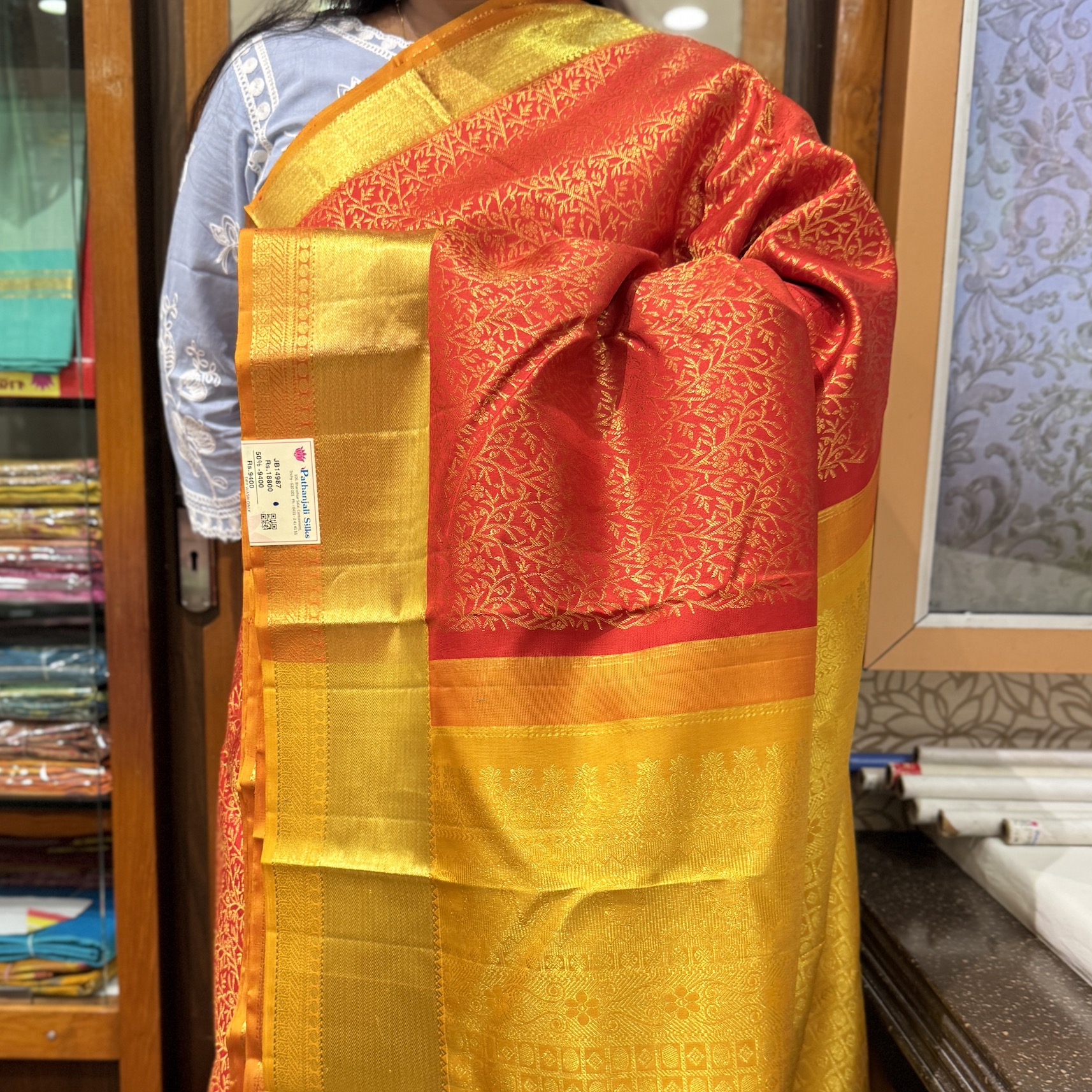 Salsa Red Kanchipuram Silk Saree