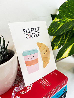 Perfect Couple Coffee & Croissant Greeting Card