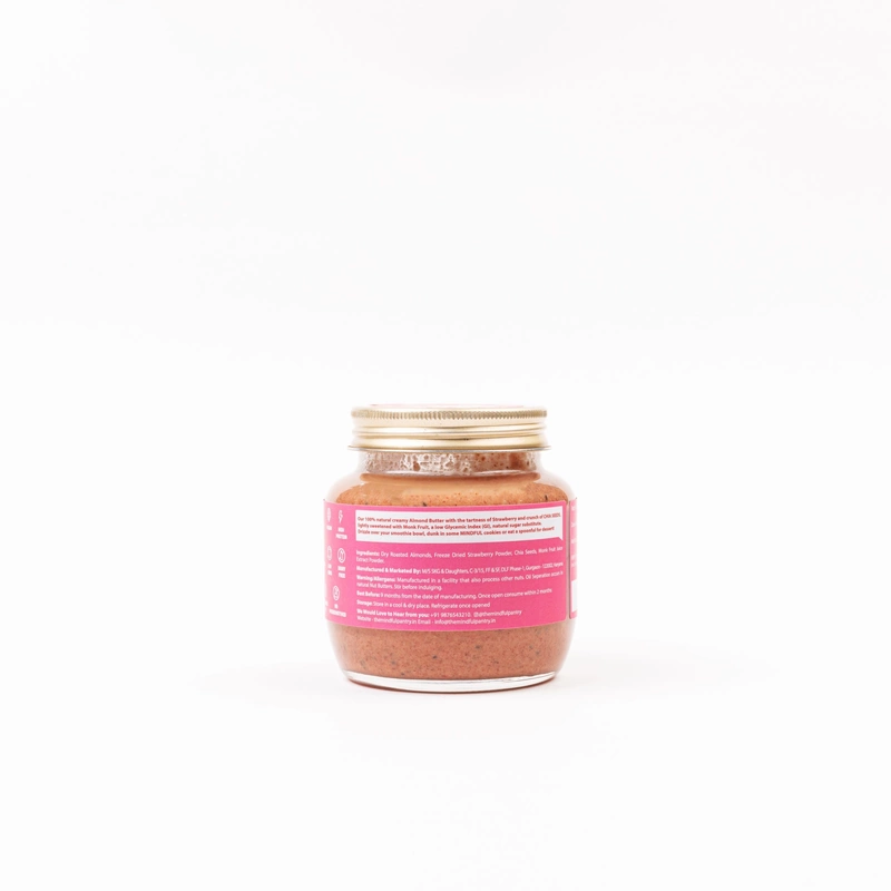 Almond Butter With Strawberry & Chia Seeds 275 Gms - The Mindful Pantry