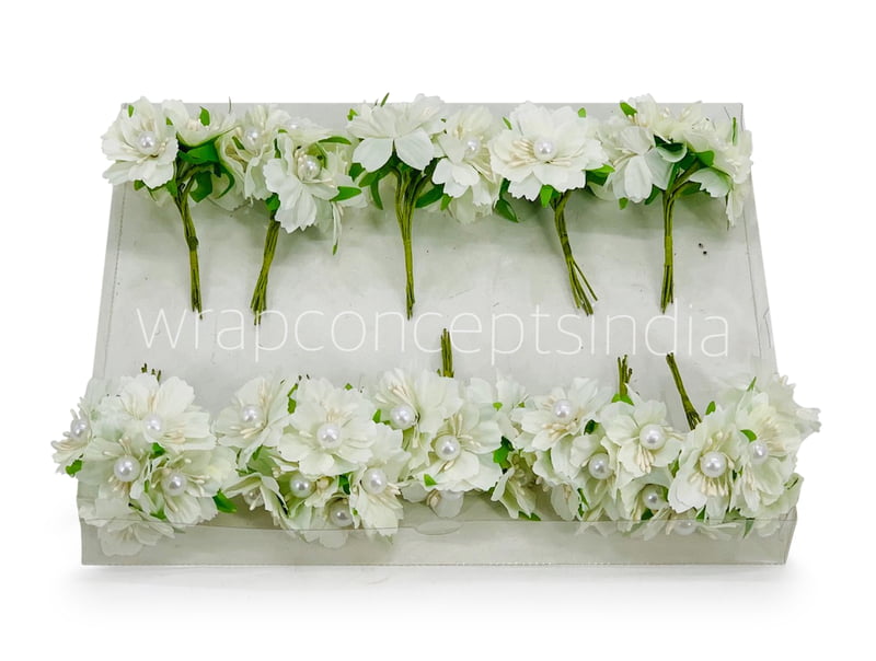 Ivory Flowers with White Pearl Centre