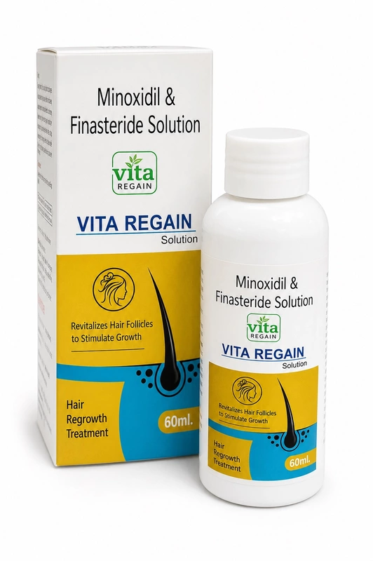 Vita Regain 5% Minoxidil & 0.1% Finasteride Topical Solution | Clinically Proven Hair Regrowth Treatment | 60ml