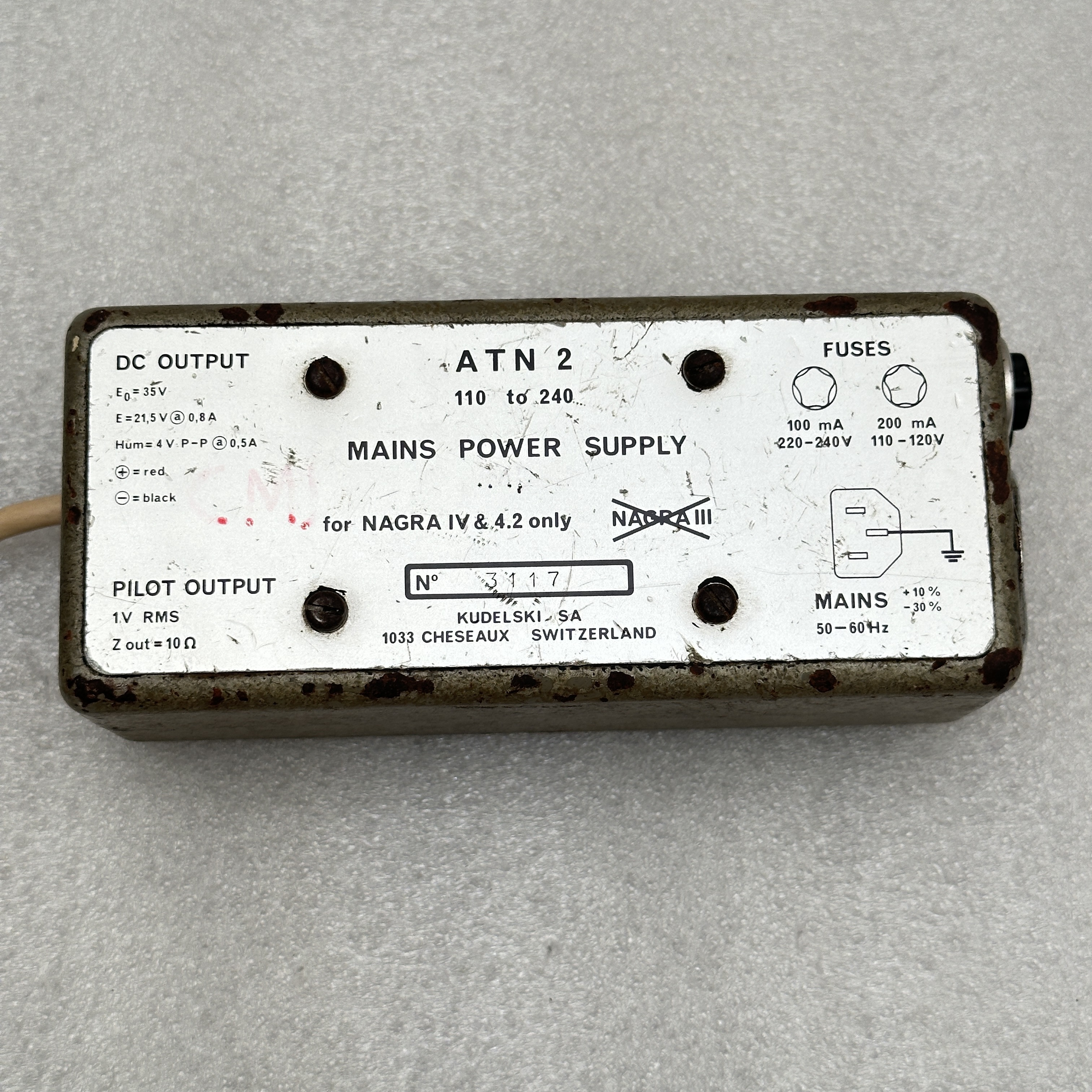 Nagra ATN-2 External Power Supply – For Nagra 4.2 RTR (Used, Fully Working) - NAG-ATN2