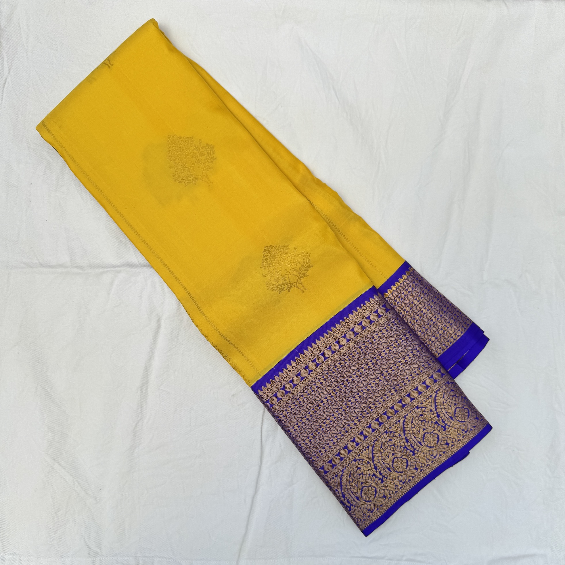 Lemon Yellow Kanchipuram Silk Saree