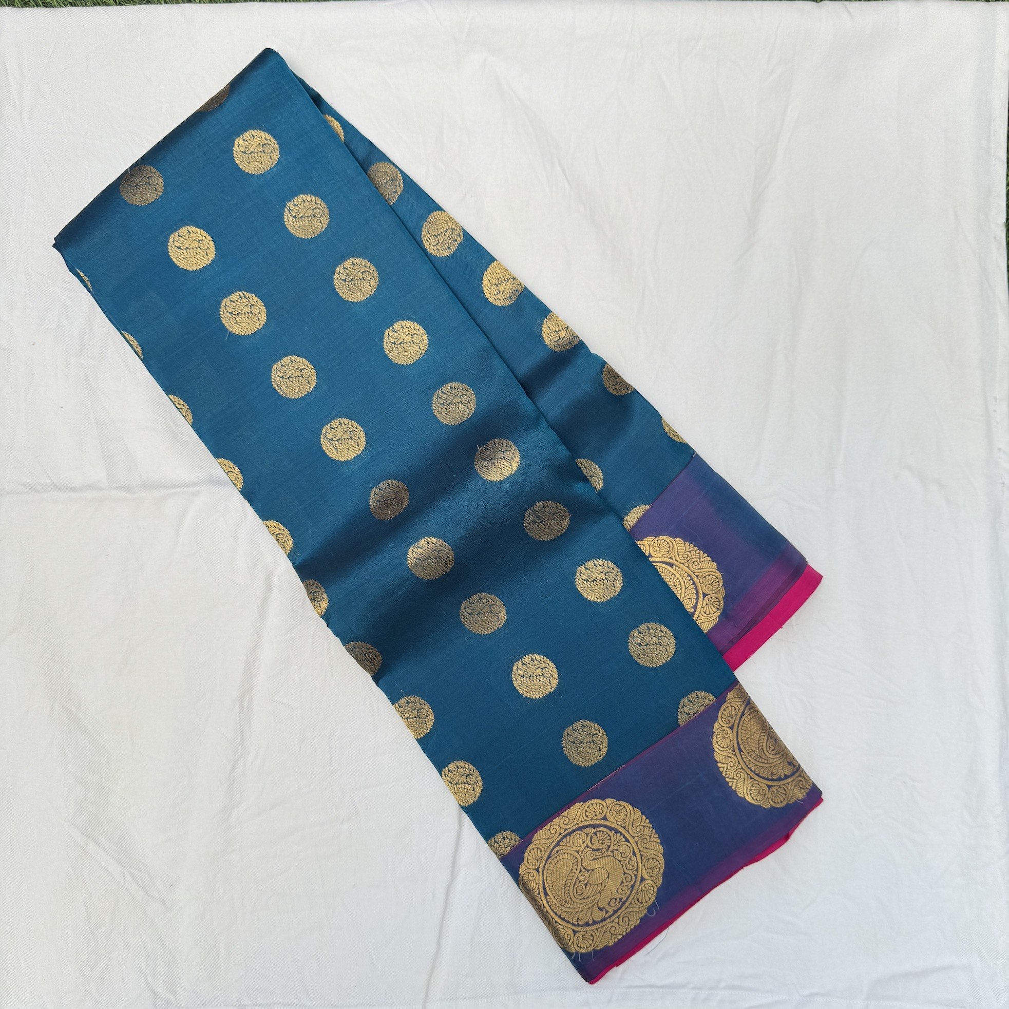 Ashberry Blue Kanchipuram Silk Saree
