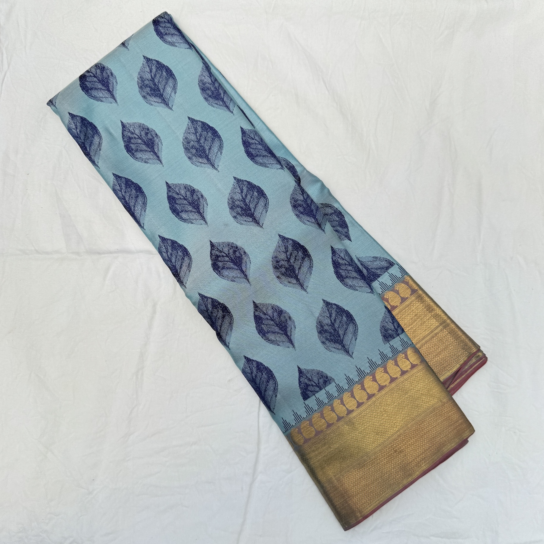 Spring Blue Kanchipuram Silk Saree