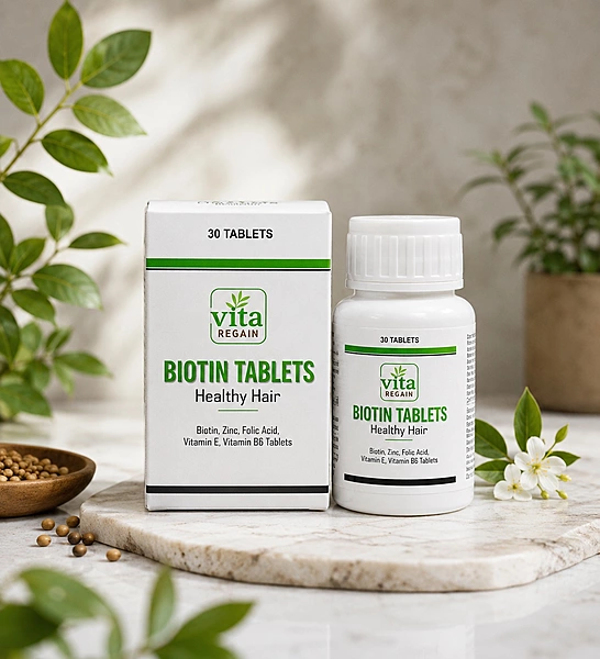 Vita Regain Biotin Tablets for Healthy Hair | 2500mcg Biotin, Zinc, Folic Acid | 30 Tablets