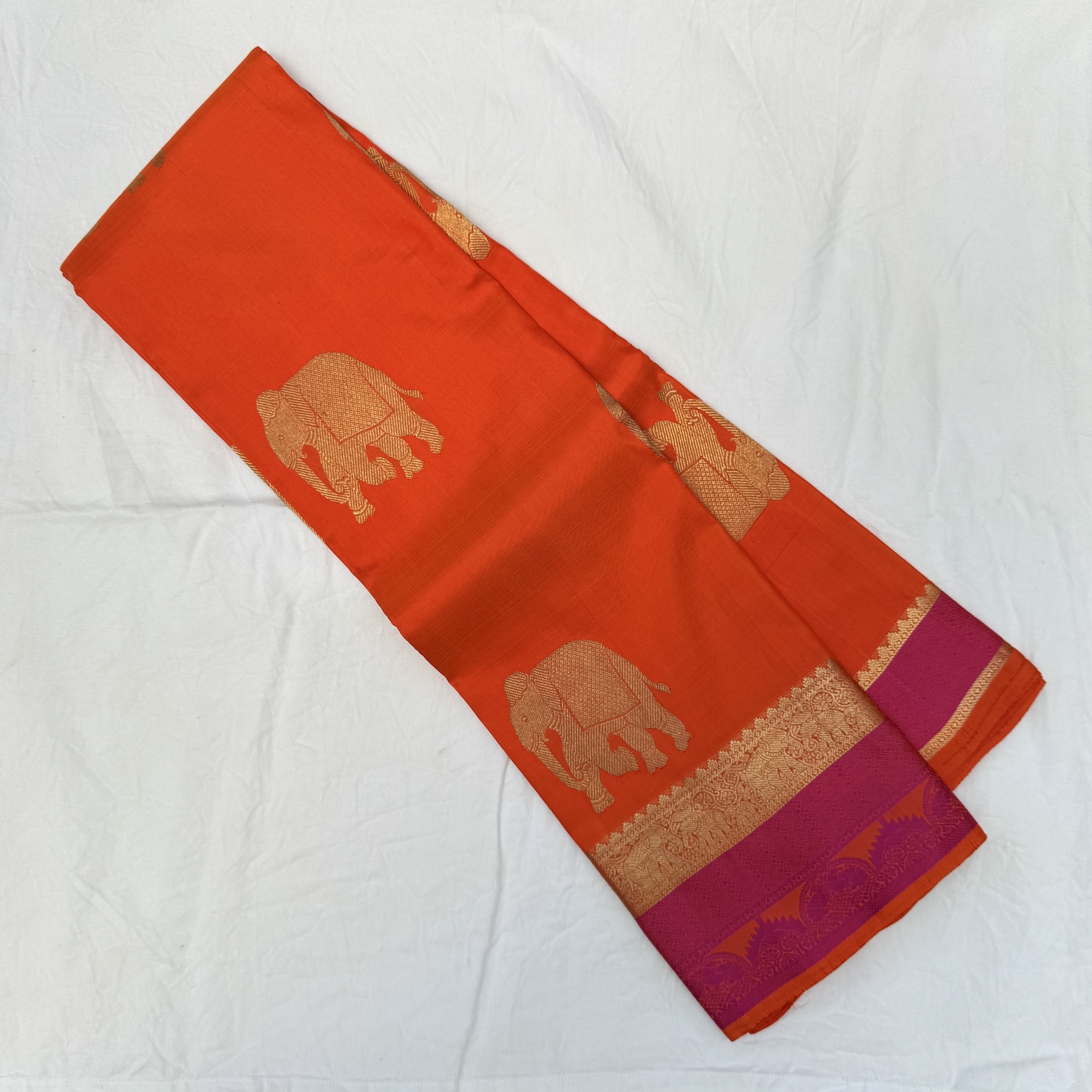Sahara Orange Kanchipuram Silk Saree