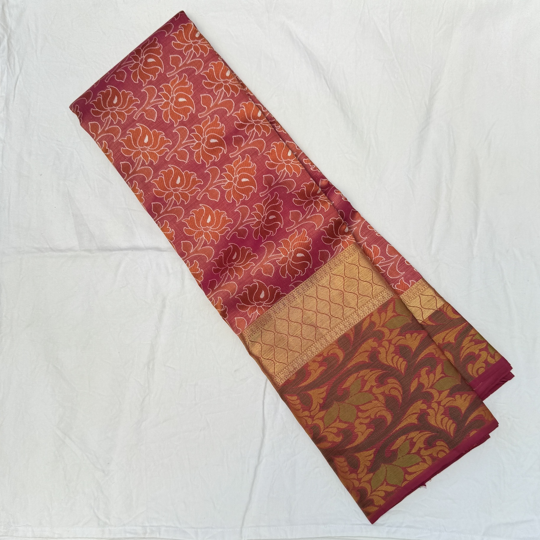 Tomato Red Kanchipuram Silk Saree