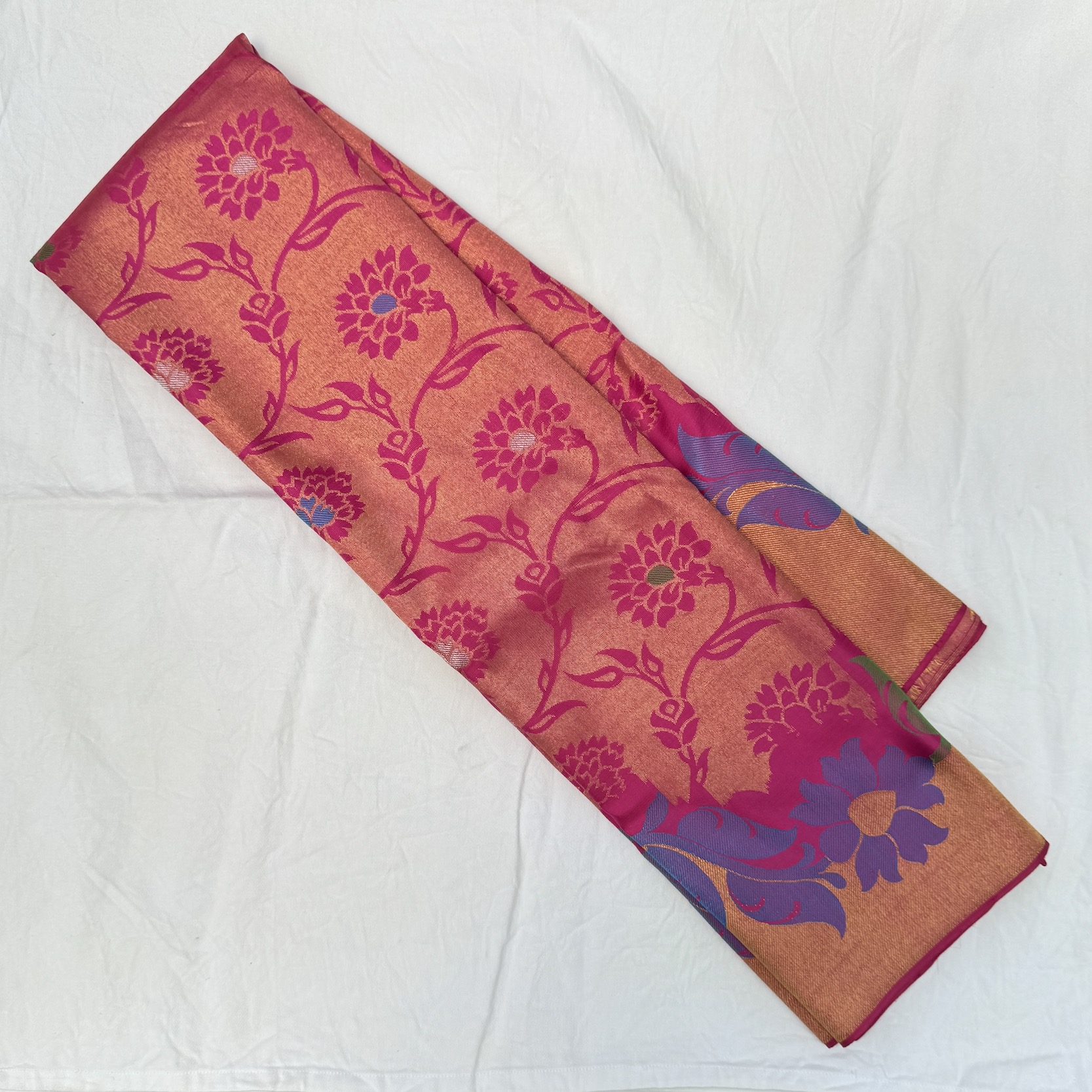 Scarlet Pink Kanchipuram Silk Saree