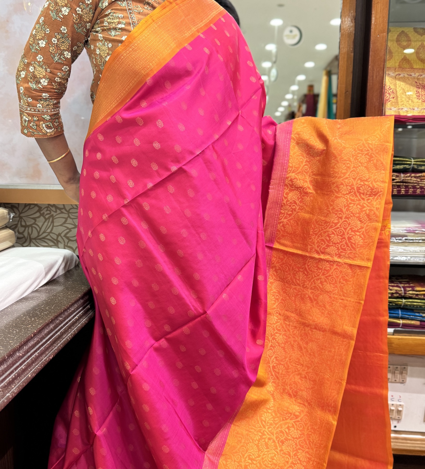 Scarlet Pink Soft Silk Saree