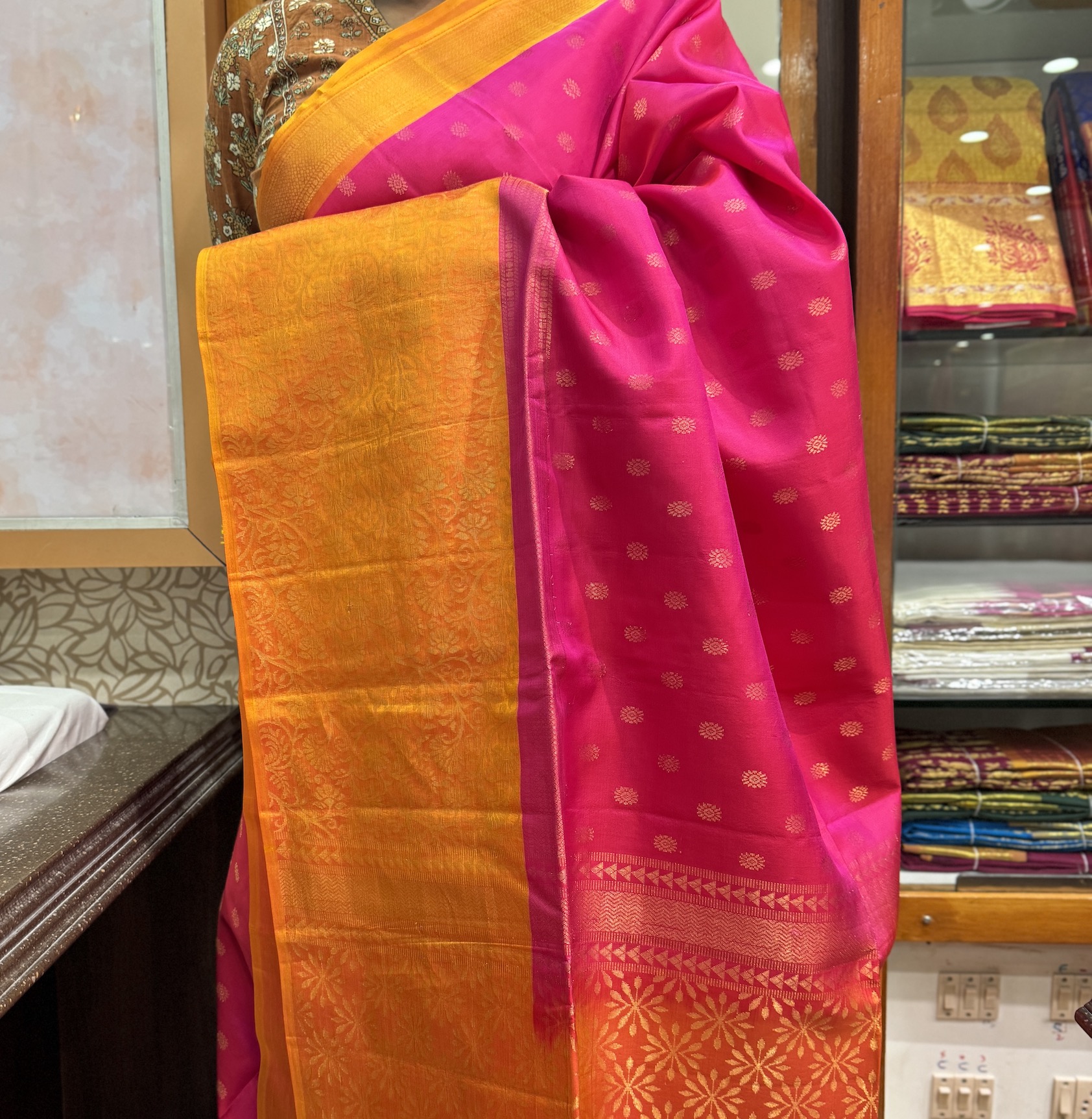 Scarlet Pink Soft Silk Saree