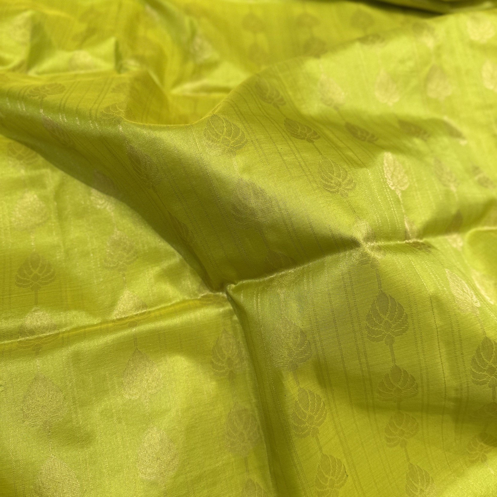 Parrot Green Soft Silk Saree with Crush Orange