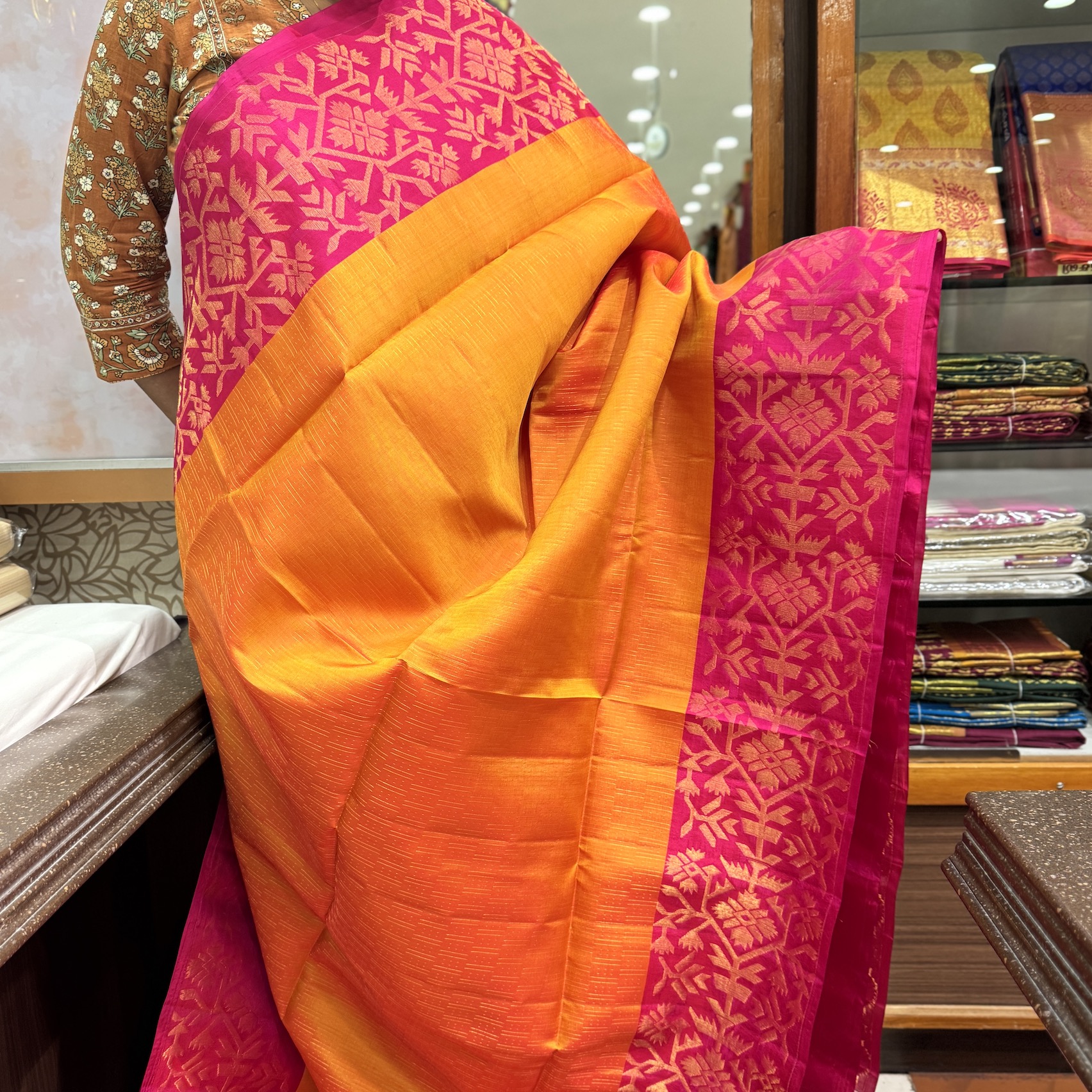 Mustard Yellow Soft Silk Saree