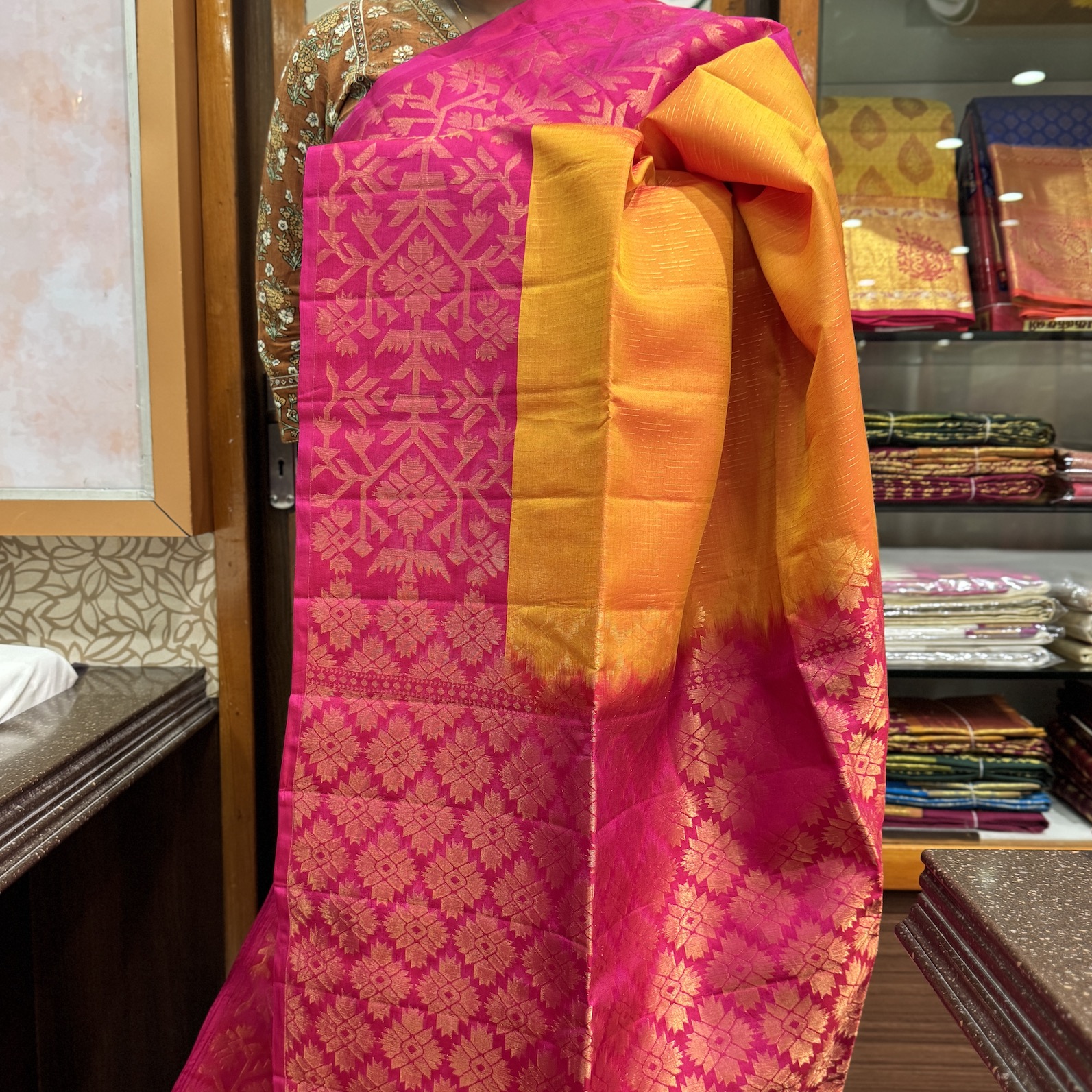 Mustard Yellow Soft Silk Saree