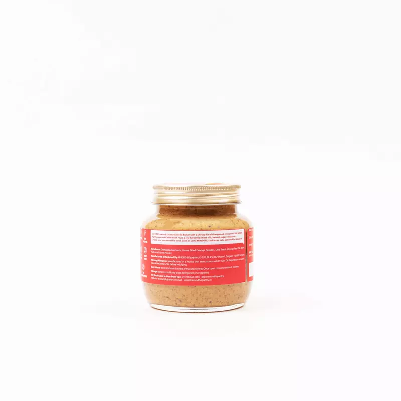 Almond Butter With Orange & Chia Seeds 275 Gms - The Mindful Pantry