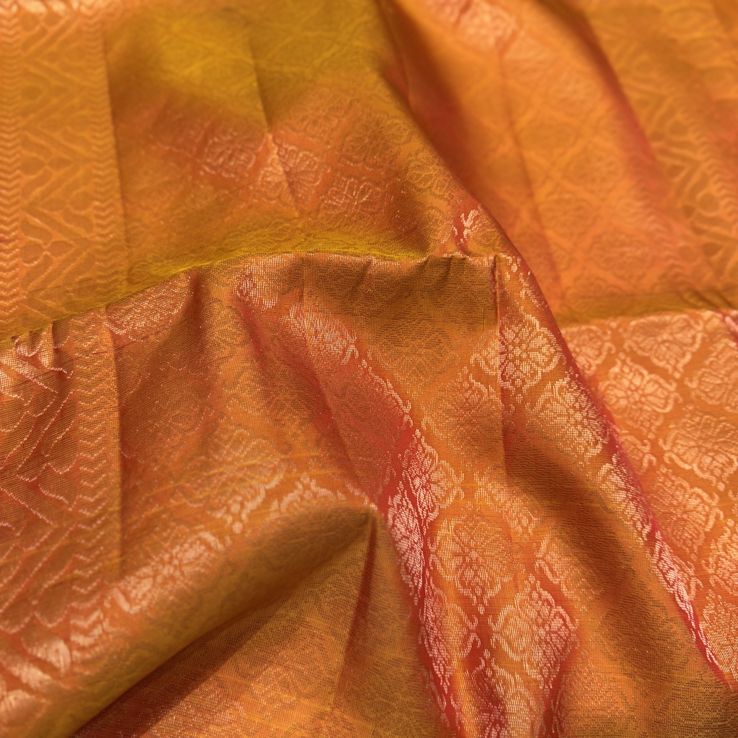 Chilli Red Soft Silk Saree with Vine