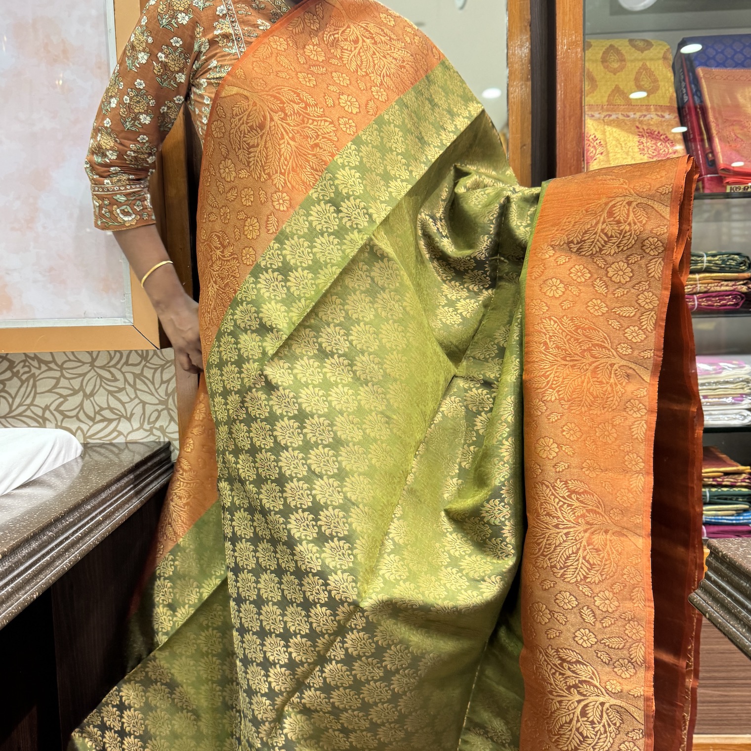Grass Green Soft Silk Saree