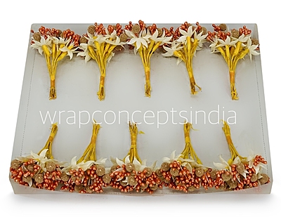 Tangerine Textured Pearl Berry Sprigs