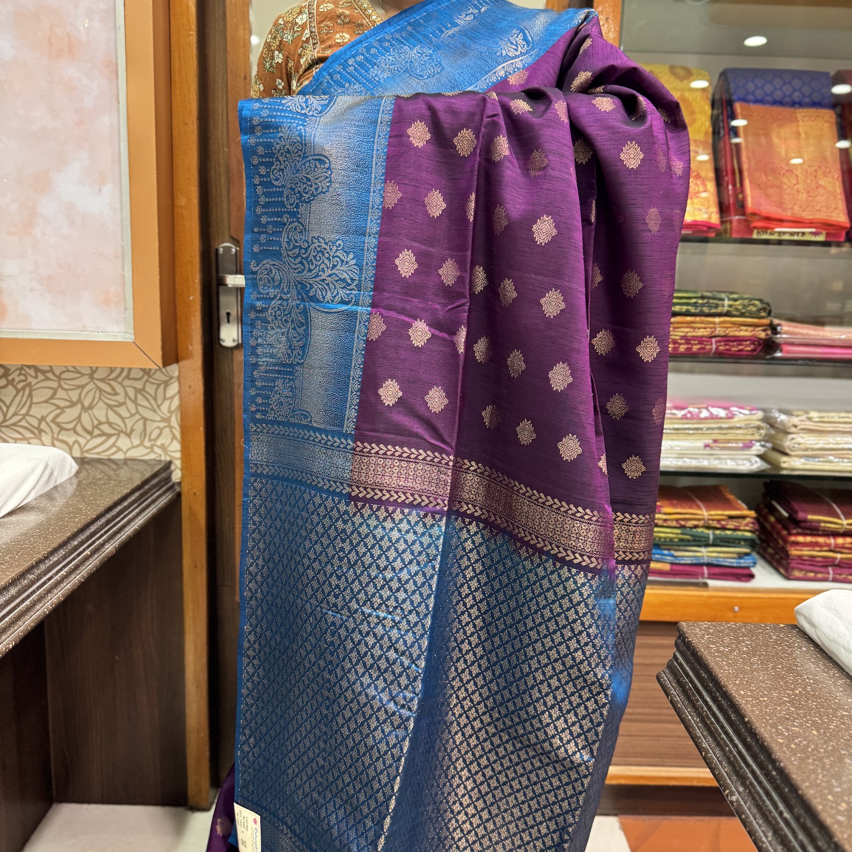 Grape Violet Dupion Soft Silk Saree