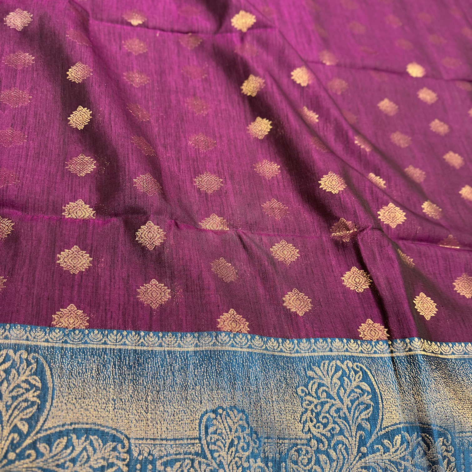 Grape Violet Dupion Soft Silk Saree
