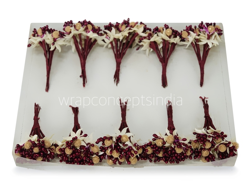 Maroon Textured Pearl Berry Sprigs