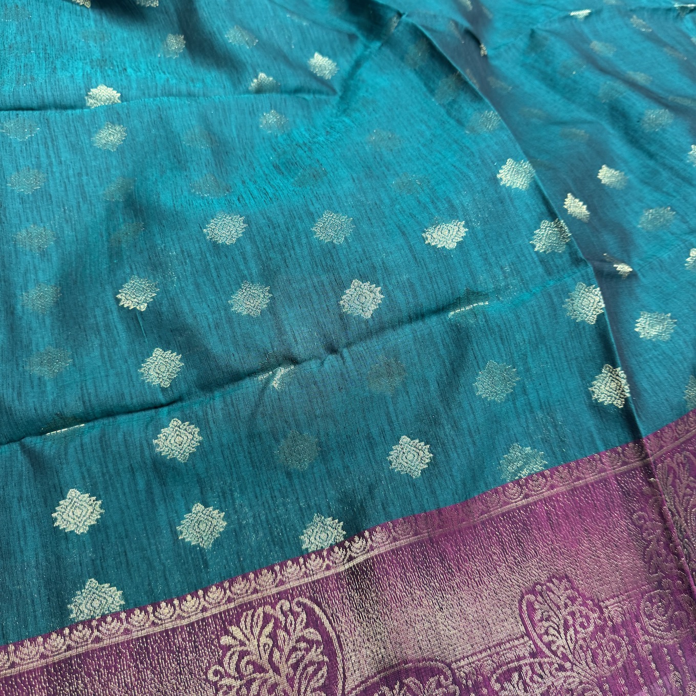 Leaf Green Dupion Soft Silk Saree