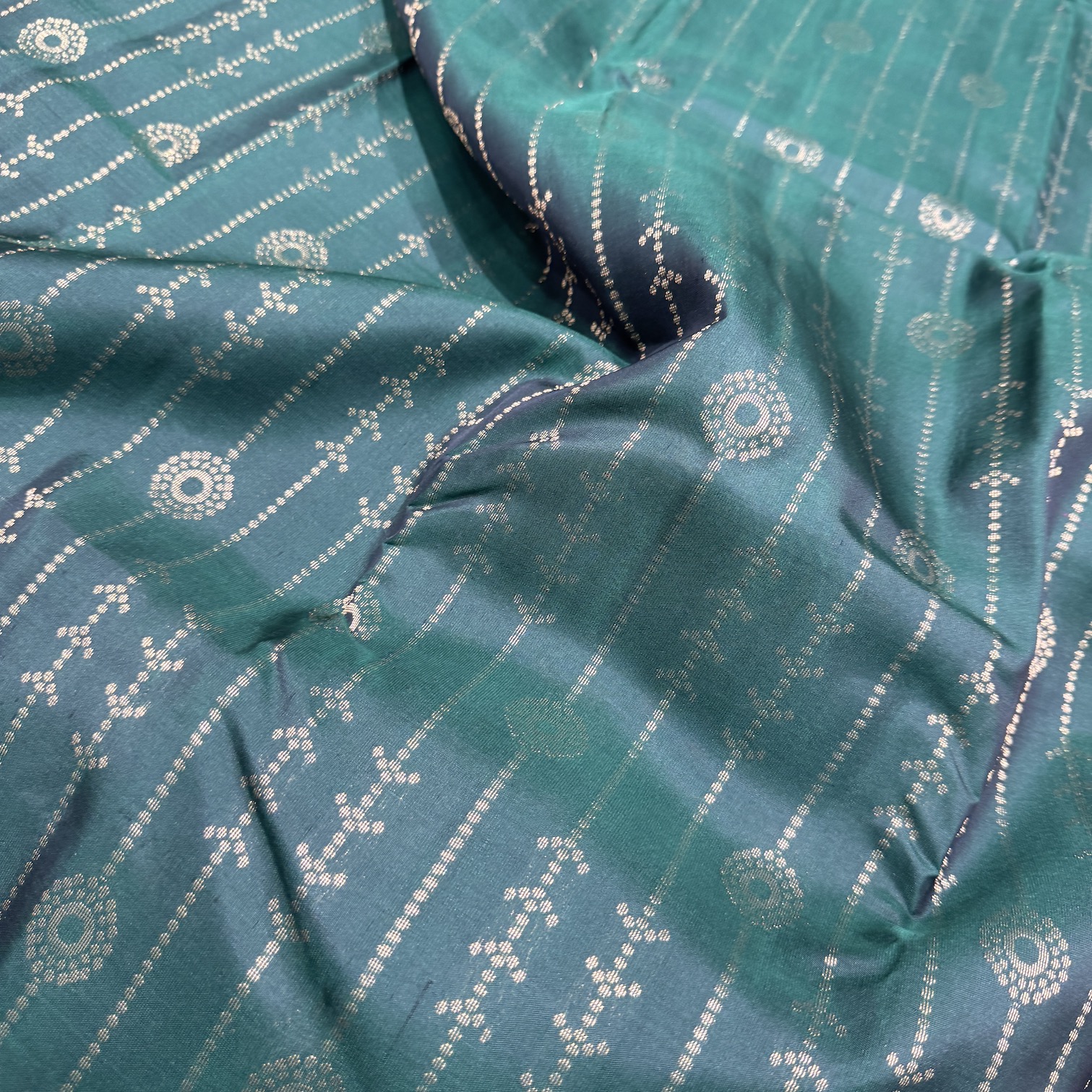 Leaf Green Dupion Soft Silk Saree with Violet