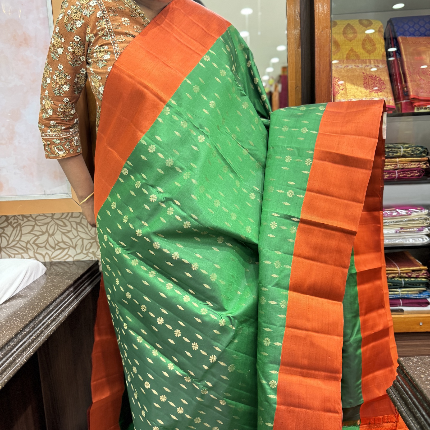 Jade Green Soft Silk Saree