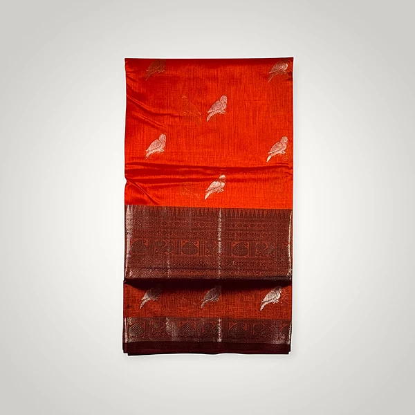 Kuppadam Pattu Saree -Orange
