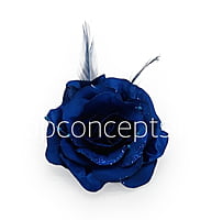 Deep Blue Rose With Feather & Pearl String