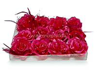 Fuchsia Rose With Feather & Pearl String