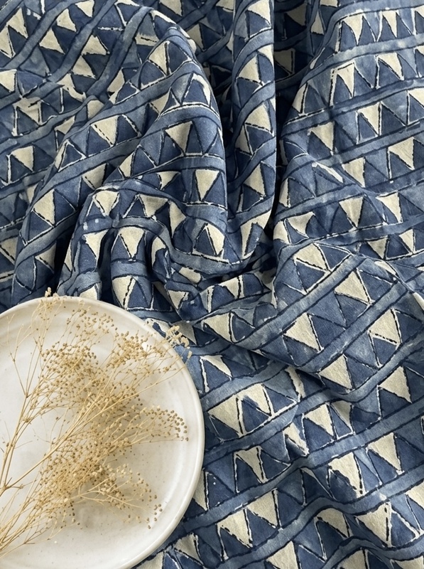 Cotton Indigo Tringular Block Print