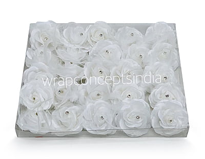 White Rose with Feathers & Stone