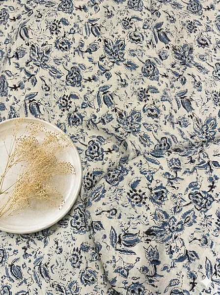Cotton Indigo Kalamkari Jaal Block Print